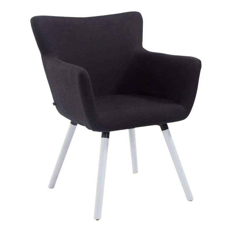 Silla de Confidente NIAGARA TELA, Patas Blancas, Negro
