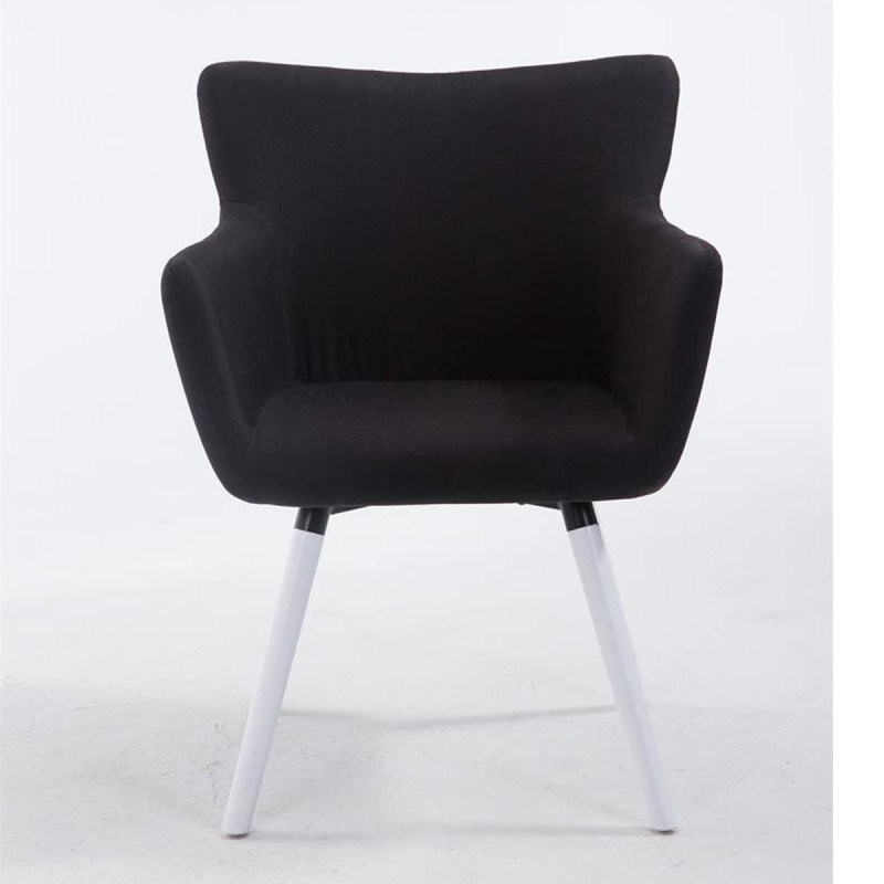 Silla de Confidente NIAGARA TELA, Patas Blancas, Negro