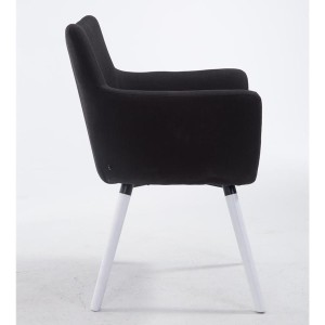 Silla de Confidente NIAGARA TELA, Patas Blancas, Negro