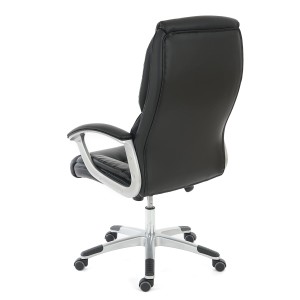 Sillón de oficina DIONE, máximo confort con grueso acolchado, en piel negra