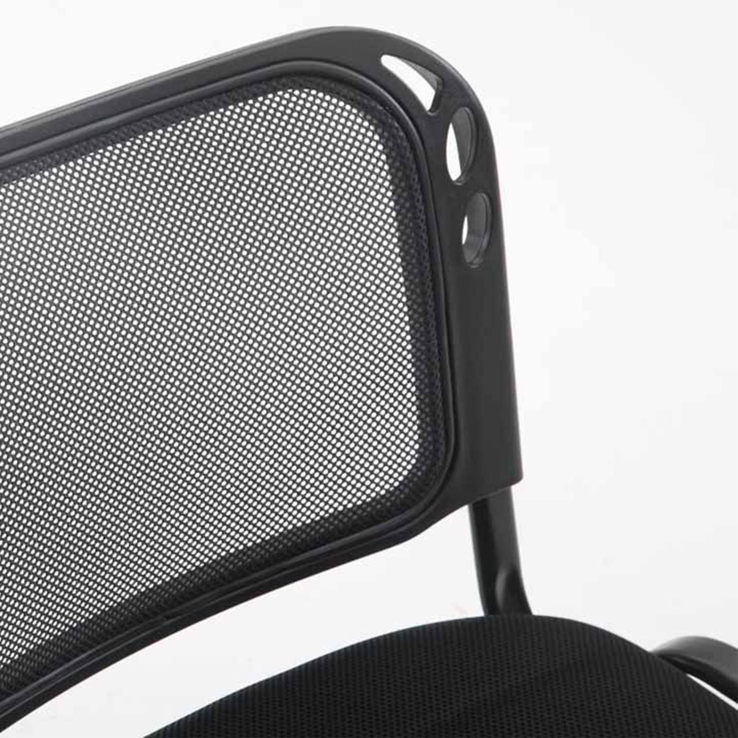 Silla de Confidente MAIKEL, Apilable, Estructura Metálica, En Tela y Malla Color Negro