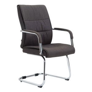 Silla de Confidente HIBERT TELA, estructura metálica, gran acolchado en crema