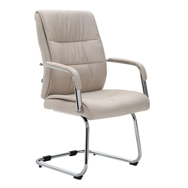Silla de Confidente HIBERT TELA, estructura metálica, gran acolchado en crema