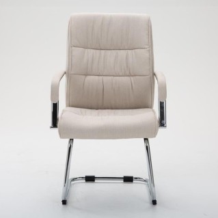 Silla de Confidente HIBERT TELA, estructura metálica, gran acolchado en crema 2