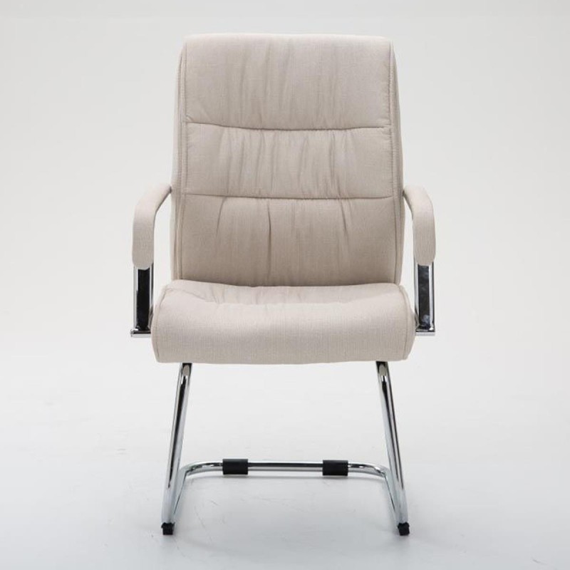 Silla de Confidente HIBERT TELA, estructura metálica, gran acolchado en crema