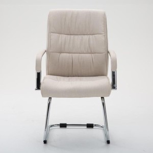 Silla de Confidente HIBERT TELA, estructura metálica, gran acolchado en crema