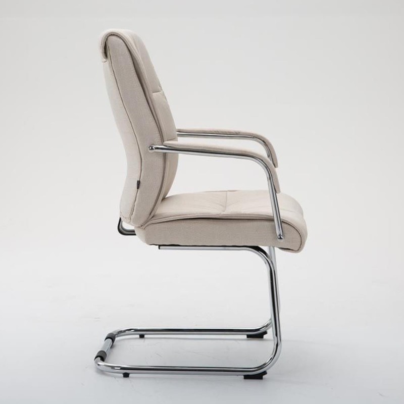 Silla de Confidente HIBERT TELA, estructura metálica, gran acolchado en crema
