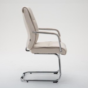 Silla de Confidente HIBERT TELA, estructura metálica, gran acolchado en crema