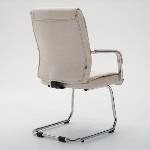 Silla de Confidente HIBERT TELA, estructura metálica, gran acolchado en crema