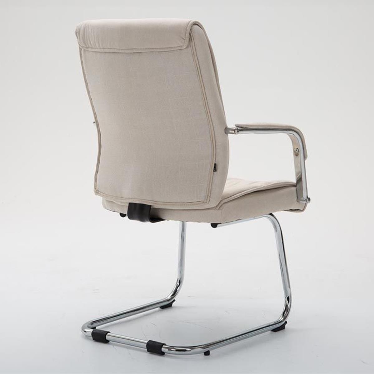 Silla de Confidente HIBERT TELA, Estructura Metálica, Gran Acolchado, color Crema
