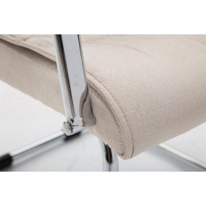 Silla de Confidente HIBERT TELA, estructura metálica, gran acolchado en crema