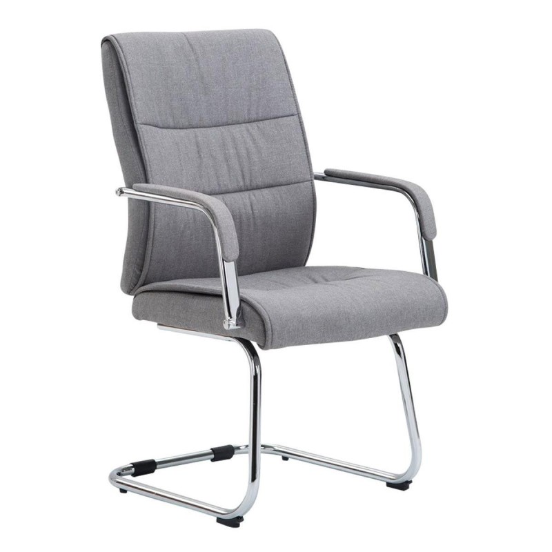 Silla de Confidente HIBERT TELA, estructura metálica, gran acolchado en crema