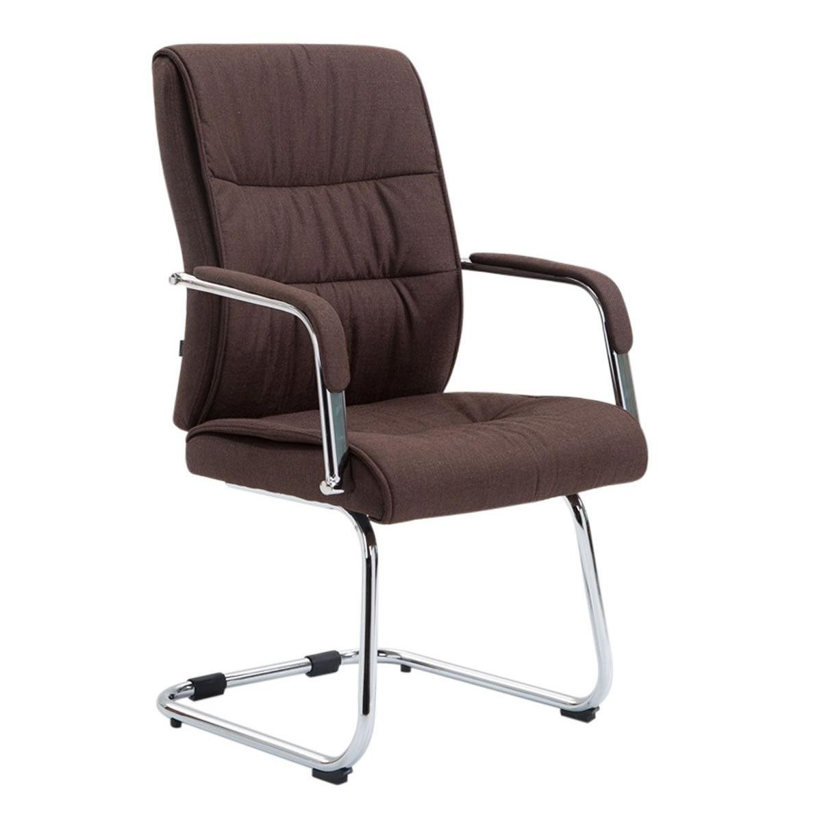 Silla de Confidente HIBERT TELA, Estructura Metálica, Gran Acolchado, color Crema