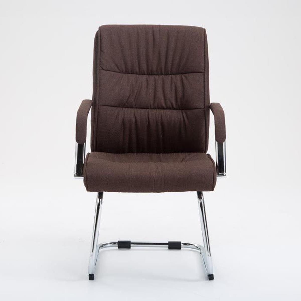 Silla de Confidente HIBERT TELA, Estructura Metálica, Gran Acolchado, color Crema