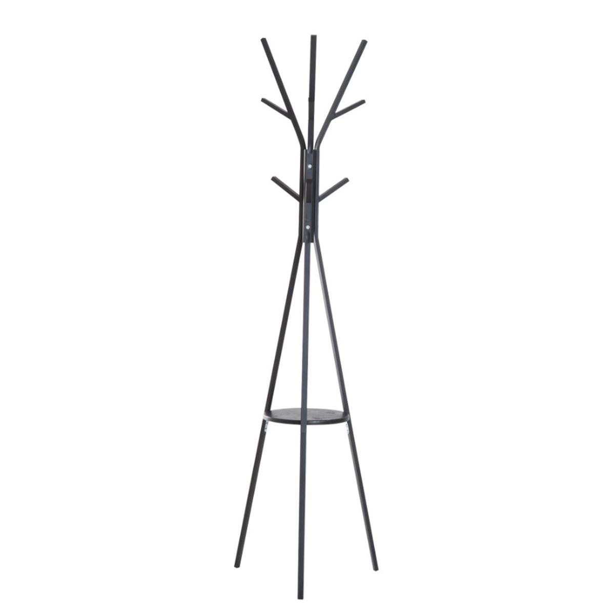 Perchero TIKU, 45x45x180 cm, con Estante, en Metal color Negro