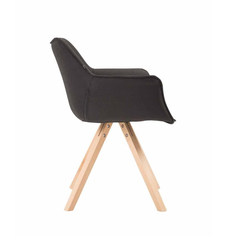 Silla de Confidente TULIP, Madera Haya y Tela Negra