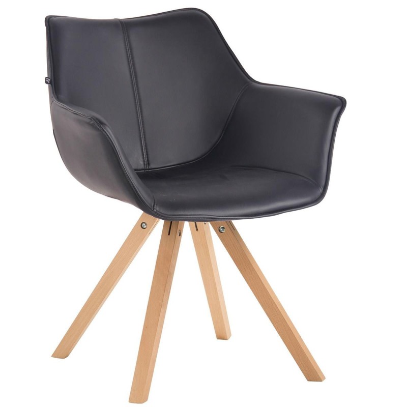 Silla de Confidente TULIP PIEL, Patas Claras, Color Negro