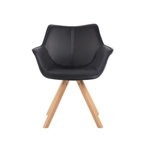 Silla de Confidente TULIP PIEL, Patas Claras, Color Negro