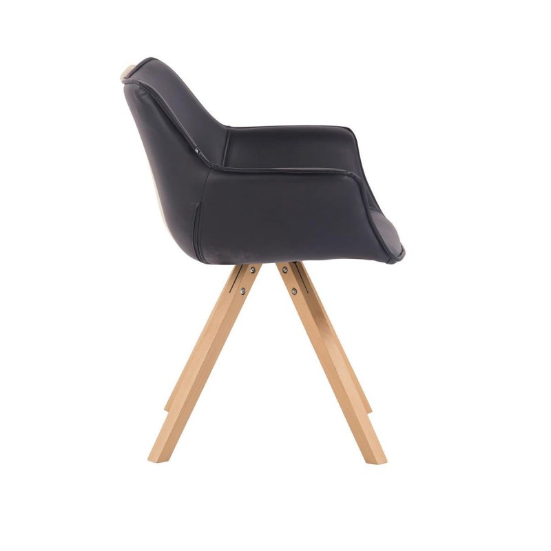 Silla de Confidente TULIP PIEL, Patas Claras, Color Negro