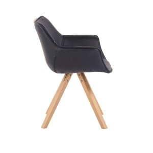 Silla de Confidente TULIP PIEL, Patas Claras, Color Negro