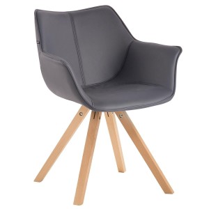 Silla de Confidente TULIP PIEL, Patas Claras, Color Negro