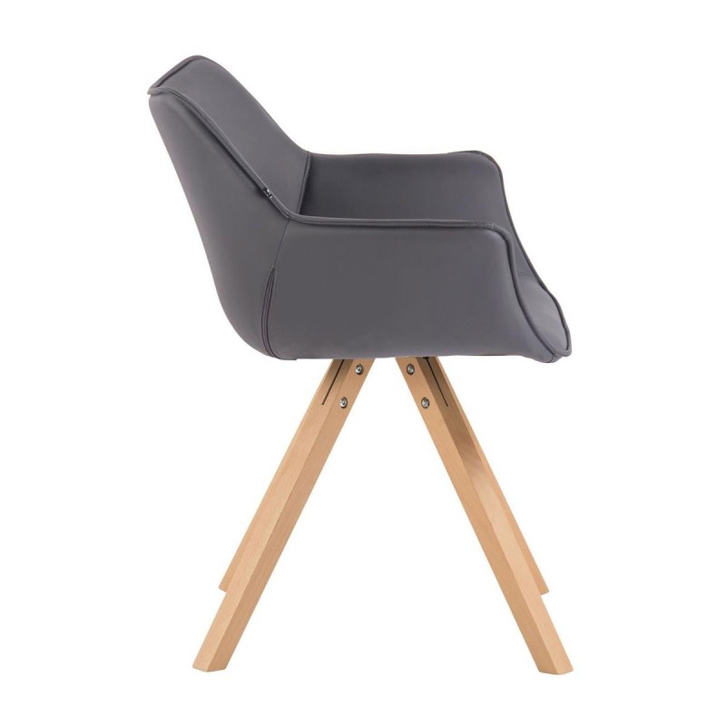 Silla de Confidente TULIP PIEL, Patas Claras, Color Negro