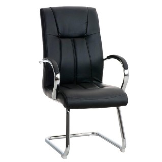 Silla de Confidente BORAU, estructura metálica, en Piel color Negro