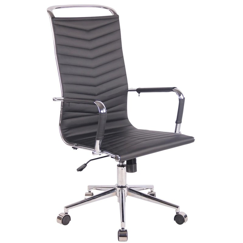 Silla de Oficina SIGRID, Respaldo Alto, en Piel Negro