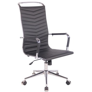 Silla de Oficina SIGRID, Respaldo Alto, en Piel Negro