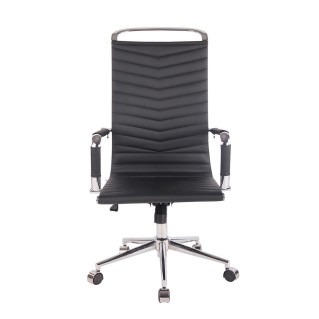 Silla de Oficina SIGRID, Respaldo Alto, en Piel Negro 2