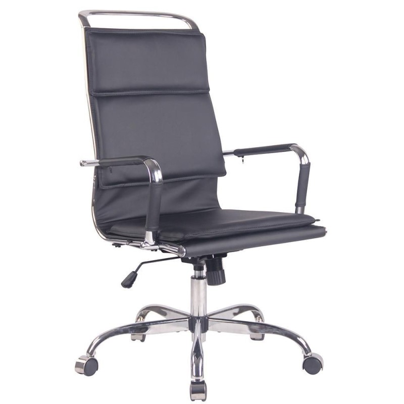 Silla de Oficina QUEBEC, en Piel, Color Negro