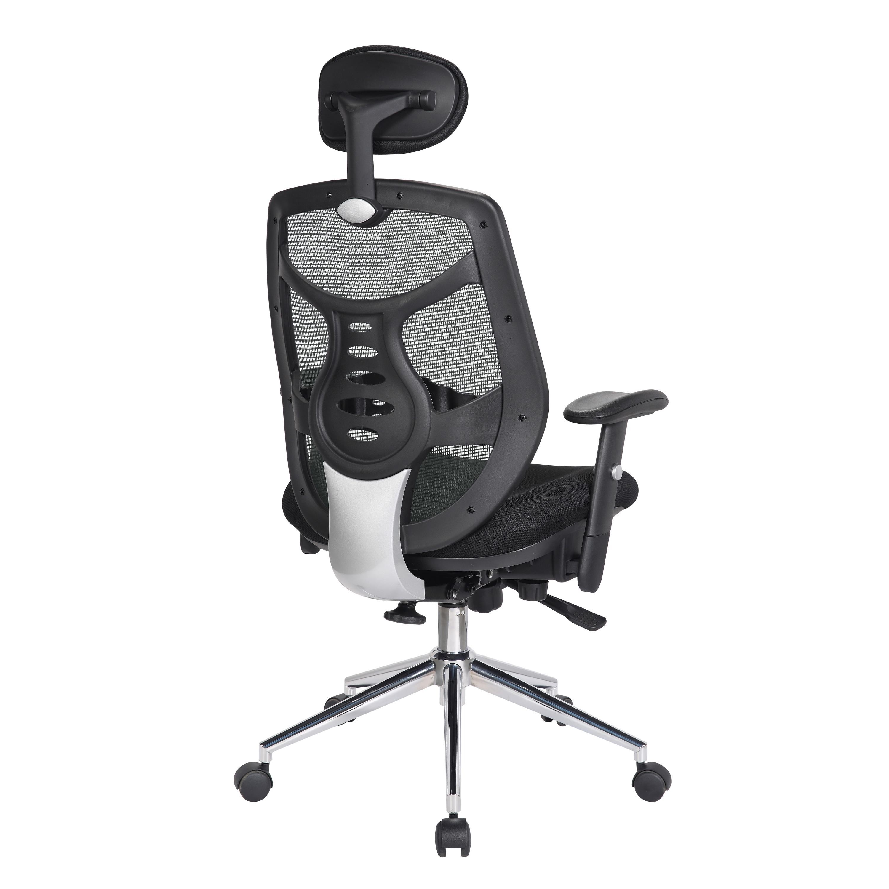 Silla Ergonómica MANTRA, Reposacabezas, Espectacular Respaldo, Brazos Regulables, Uso 8H, Negro