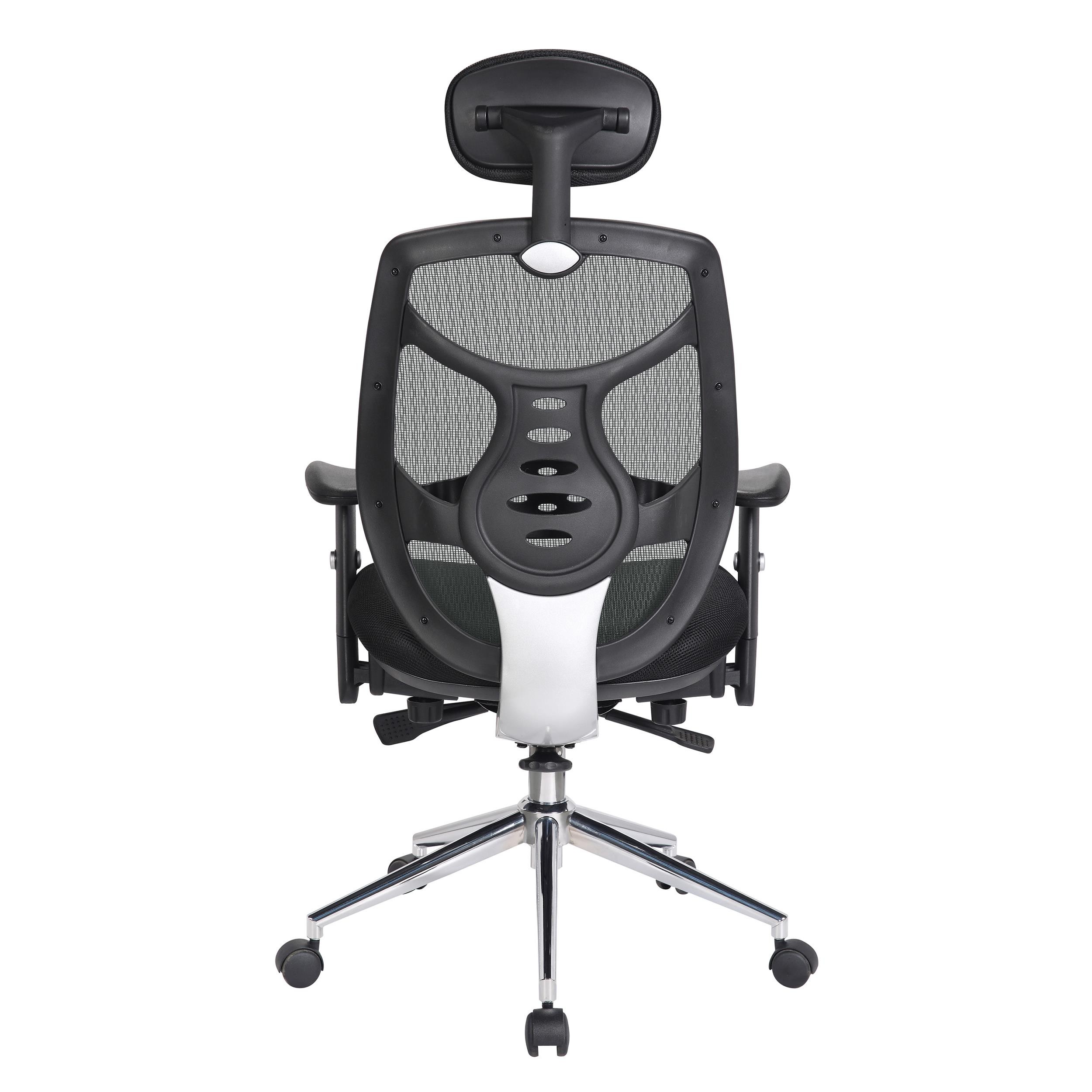 Silla Ergonómica MANTRA, Reposacabezas, Espectacular Respaldo, Brazos Regulables, Uso 8H, Negro