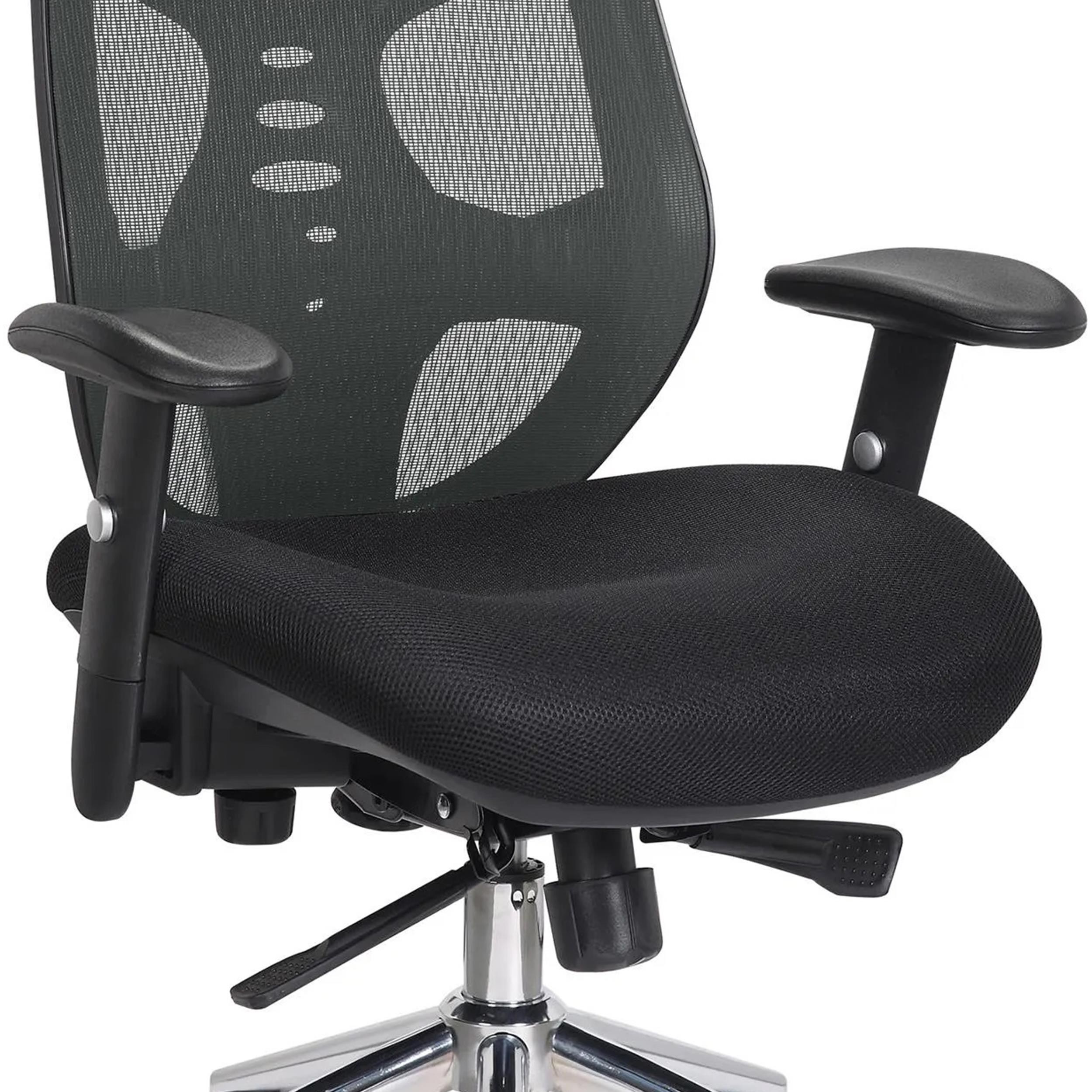 Silla Ergonómica MANTRA, Reposacabezas, Espectacular Respaldo, Brazos Regulables, Uso 8H, Negro