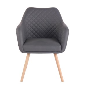 Silla de Confidente BASILEA, Patas Haya, en Piel Negra