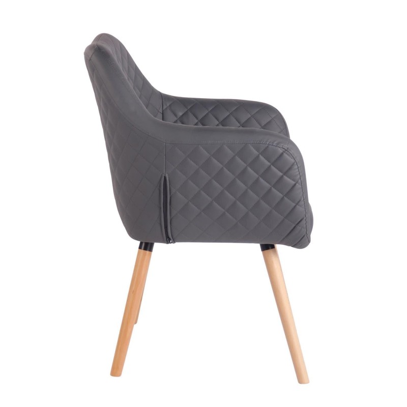 Silla de Confidente BASILEA, Patas Haya, en Piel Negra