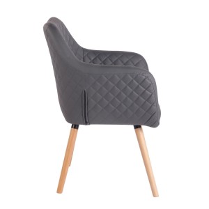 Silla de Confidente BASILEA, Patas Haya, en Piel Negra