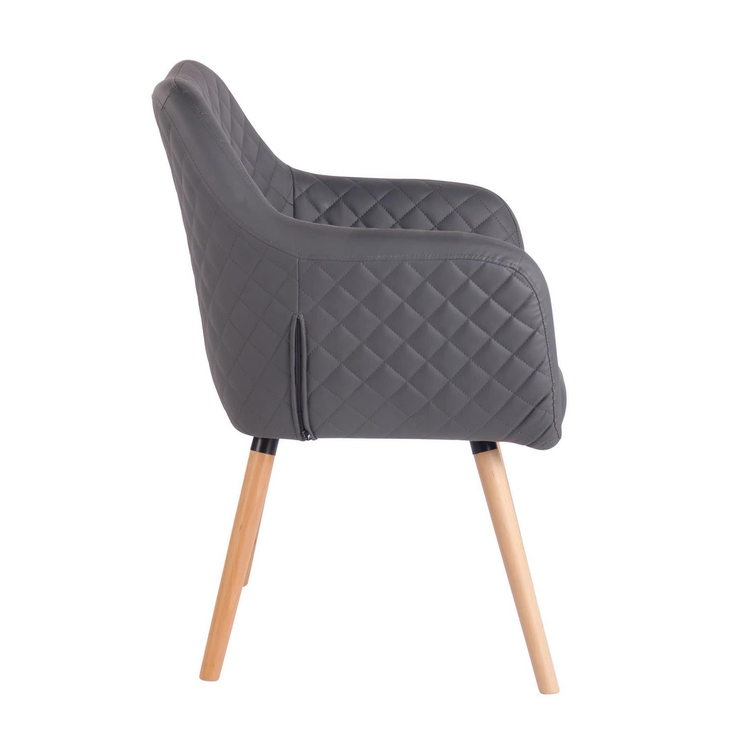 Silla de Confidente BASILEA, Exclusivo Diseño con Costuras, Patas Haya y Piel Negra