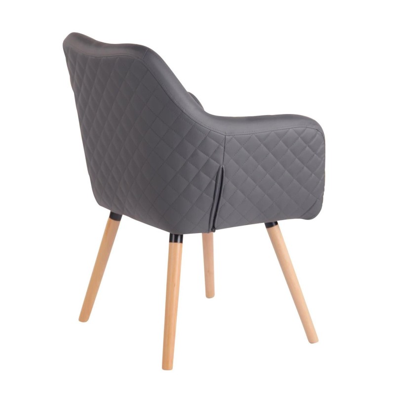 Silla de Confidente BASILEA, Patas Haya, en Piel Negra