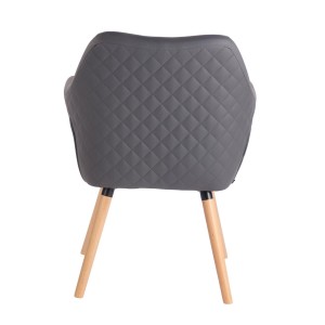 Silla de Confidente BASILEA, Patas Haya, en Piel Negra