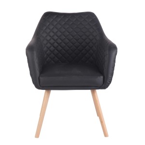Silla de Confidente BASILEA, Patas Haya, en Piel Negra