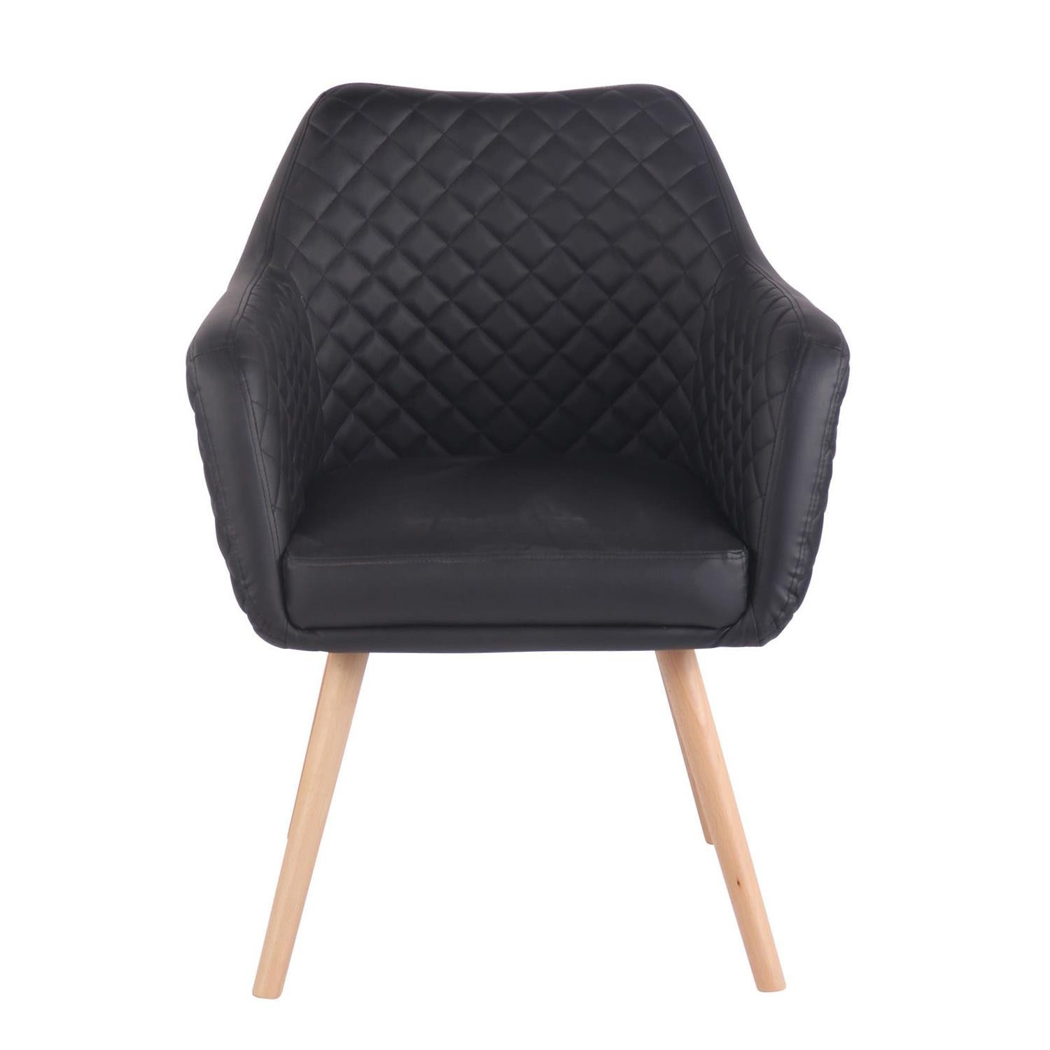 Silla de Confidente BASILEA, Exclusivo Diseño con Costuras, Patas Haya y Piel Negra