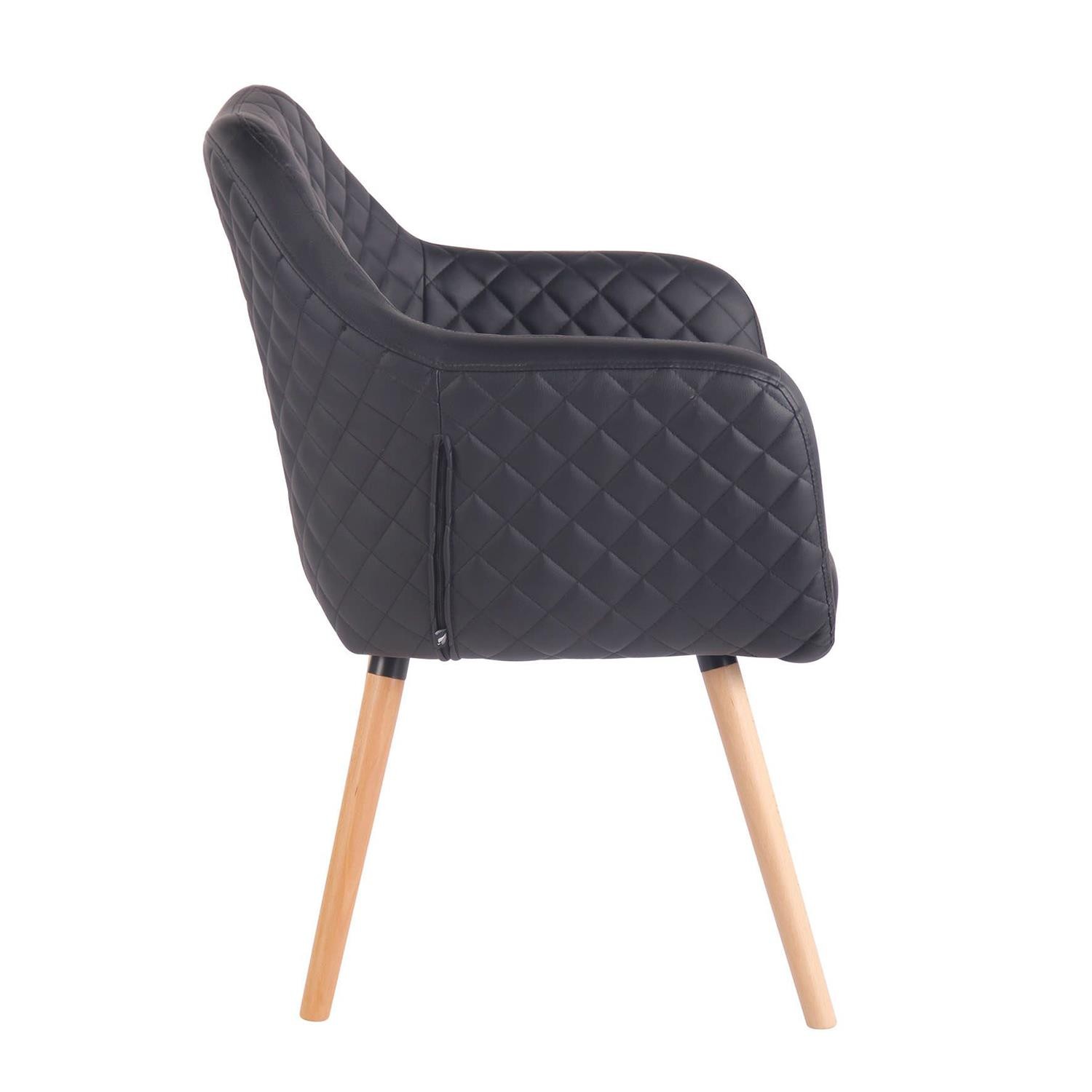 Silla de Confidente BASILEA, Exclusivo Diseño con Costuras, Patas Haya y Piel Negra