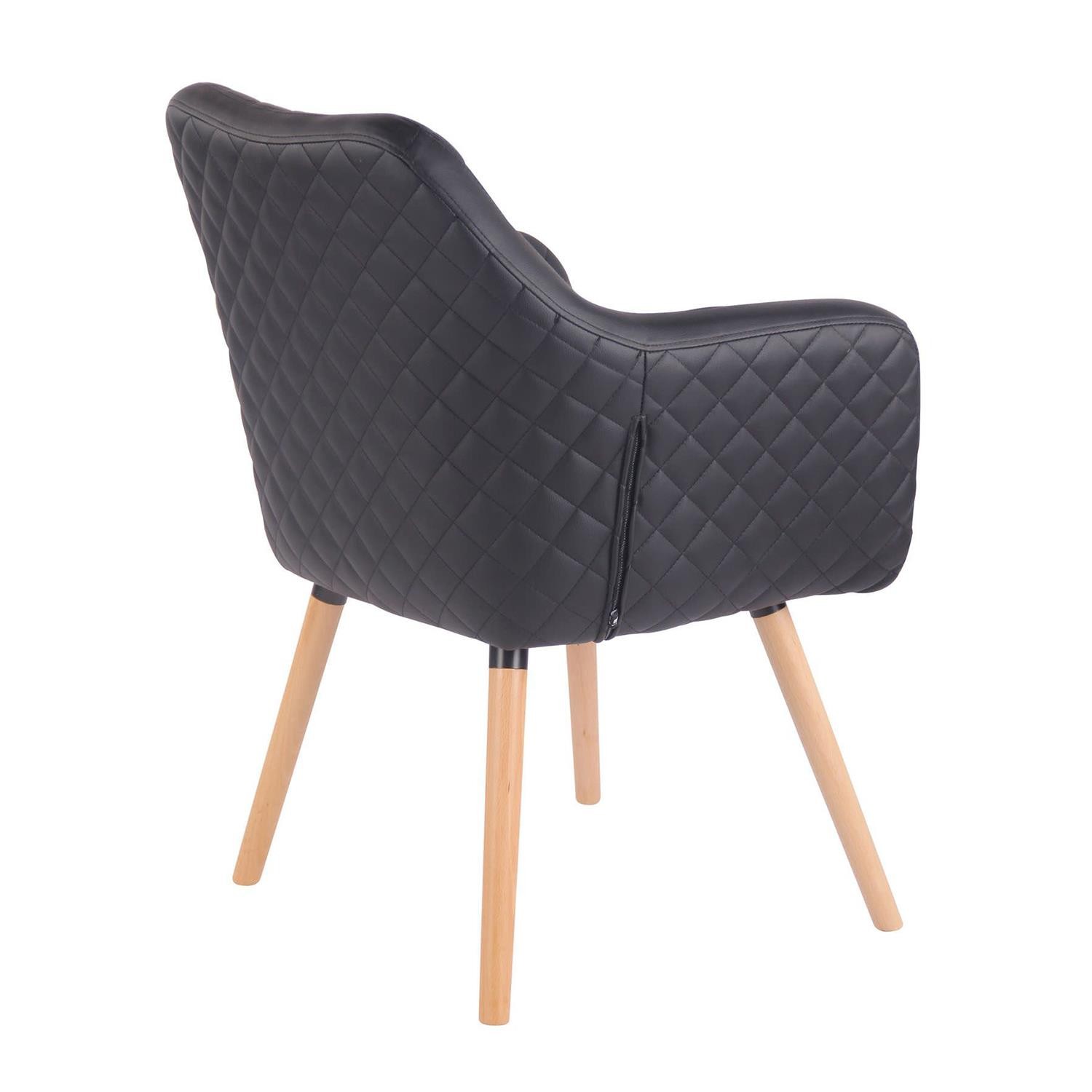 Silla de Confidente BASILEA, Exclusivo Diseño con Costuras, Patas Haya y Piel Negra