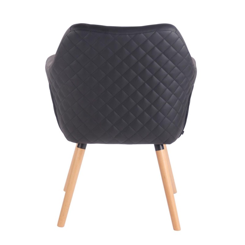 Silla de Confidente BASILEA, Patas Haya, en Piel Negra