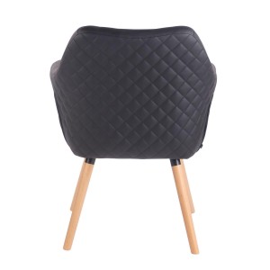Silla de Confidente BASILEA, Patas Haya, en Piel Negra