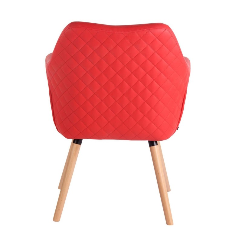Silla de Confidente BASILEA, Patas Haya, en Piel Negra