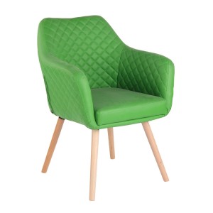 Silla de Confidente BASILEA, Patas Haya, en Piel Negra
