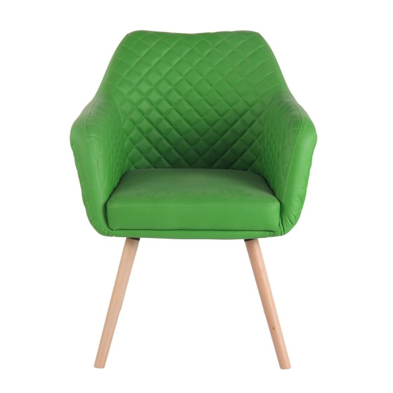 Silla de Confidente BASILEA, Patas Haya, en Piel Negra