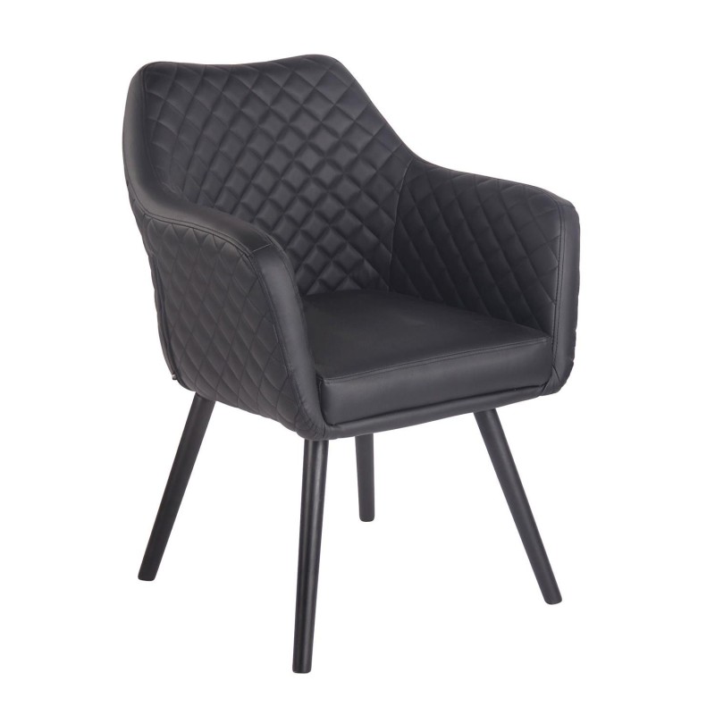 Silla de Confidente BASILEA, Patas Negras, en Piel Negra